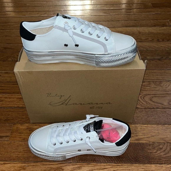 Vintage Havana Amaze Platform Metallic Sneakers White, Silver & Pink Women’s 8 - Picture 4 of 16